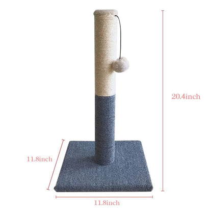 20" Cat Scratching Post, Cat Scratcher Pole Tower with Sisal Toy Board Pad for Indoor Cats