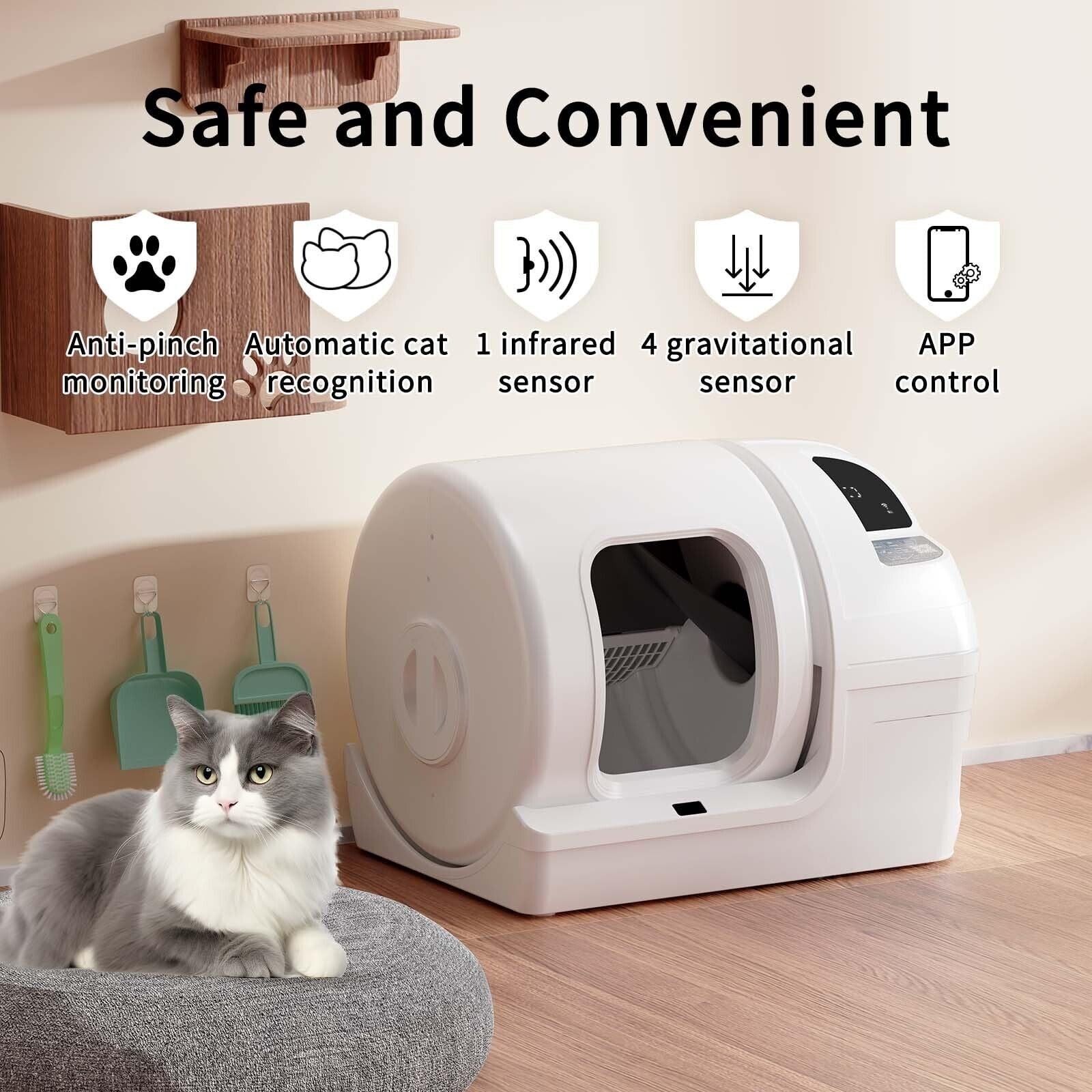 Automatic Cat Litter Box Self Cleaning - UPFAS 100L Extra Large Cat Litter Bo...