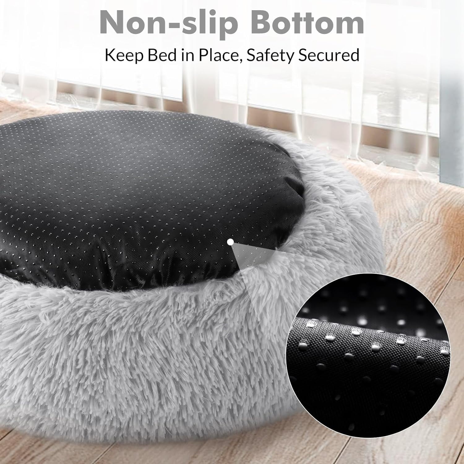 Cat Bed for Indoor Cats, Fluffy round Self Warming Calming Soft Plush Donut Cuddler Cushion Pet Bed for Small Dogs Kittens, 20 Inches