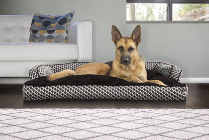 Pet Bed for Dogs and Cats - Plush and Decor Comfy Couch Sofa-Style Pillow Cushion Dog Bed, Removable Machine Washable Cover - Diamond Brown, Jumbo (X-Large)