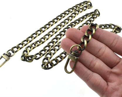 Purse Chain Strap Length 39.4 Inches Bronze for Shoulder Cross Body Sling Purse Handbag Clutch Replacement Strap Comfortable Flat 0.4” Wide Enough 2.4Mm Extra Thick Metal Strap 1 Pack